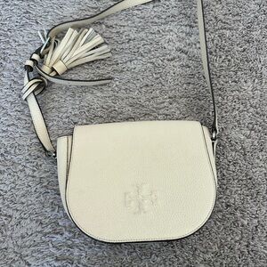 Tory Burch Cream Crossbody Bag with Tassel